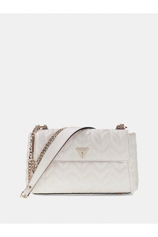 Guess Stacey Dönüştürülebilir Kapaklı Kadın Beyaz Çapraz Çanta Hwgg9741210-off