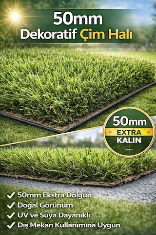 50mm Dekoratif Çim Halı En Üst Seviye Doğallık & Lüks Konfor 200 x 500
