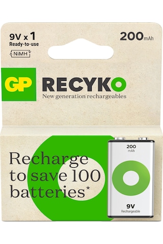 GP ReCyko Batteries 200 mAH 9V Şarjlı Pil
