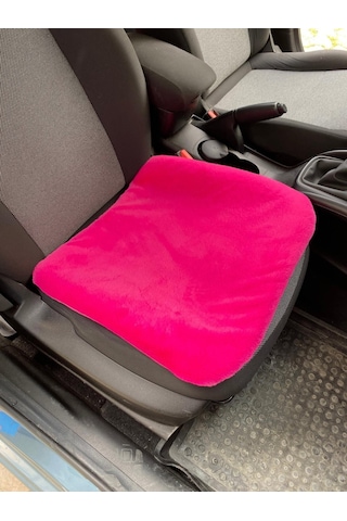 Yumuşak Tüylü Peluş Serme Oto Koltuk Koruyucu Minder Ön Tekli Fuşya Pembe