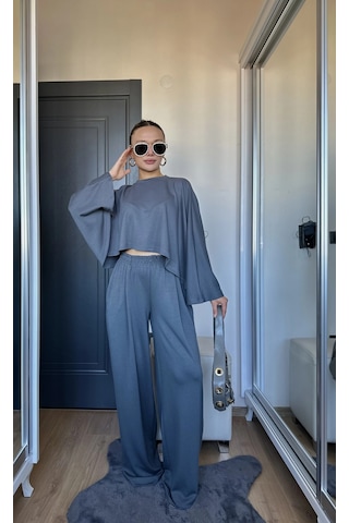 Keymoda Kadın Panço Takım Antrasit Antrasit
