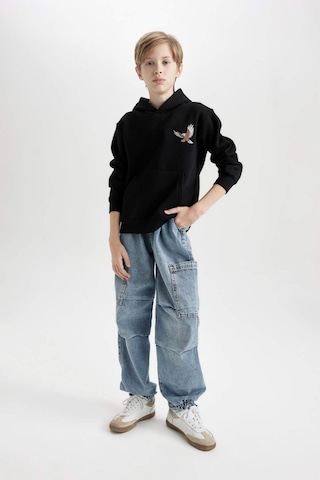 DeFacto Erkek Çocuk Baskılı Kapüşonlu Kalın Siyah Sweatshirt D3032A824WNBK81