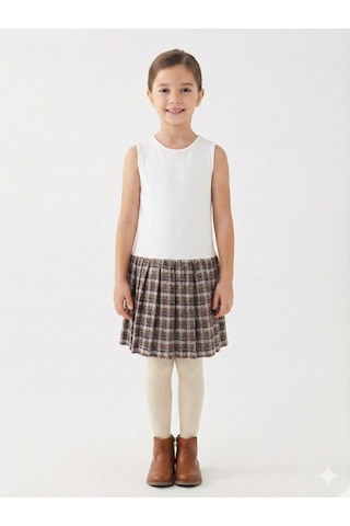 Xo Kids Kız Çocuk Elbise 8-12 Yaş 4061 Bej