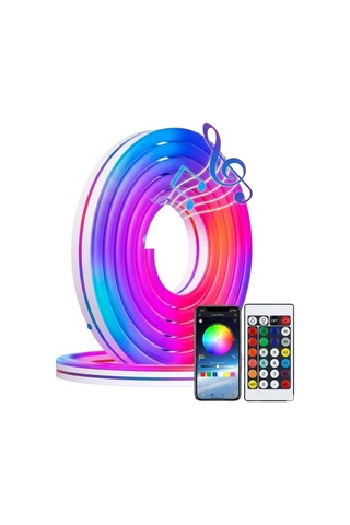 Mey İthalat 3 Metre Rgb Akıllı Neon Led Şerit Işık Telefon Ve Kumanda Kontrollü Ambiyans Aydınlatma