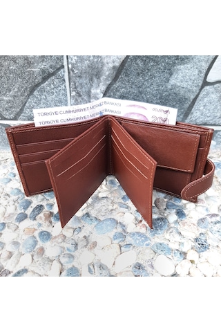 Gvnbag Hakiki Deri Erkek Bozuk Para Gözlü Çıtçıtlı Taba Cüzdan Gvn-0134