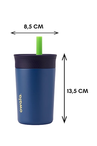 Owala 12 Oz 355 Ml Kids Pipetli Çift Katmanlı Paslanmaz Çelik Termos Sızdırmaz Kapak Lacivert