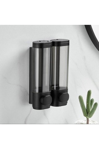 Lemestar Duvar Tipi Siyah 2'li 300ml/600ml Sabit Kilitli El Sabunu Dağıtıcı - Transparan Kase, Drip Önleyici, Duş Jeli Şampuan Uyumlu, Montaj Aksesuarları İçerir Diğer