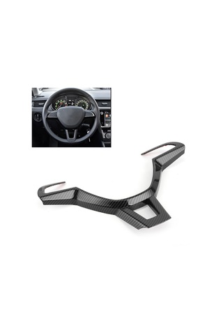 Reedark Skoda Octavia 2016-2019 İçin Direksiyon Paneli Kapak, Abs Malzeme, Kırmızı/karbon Desen/plated Gümüş, Dekoratif Ve Korumalı, Kolay Kurulum Karbon Fiber Parlak Siyah