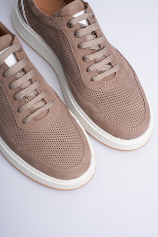Fame Step Hakiki Deri Erkek Sneaker Ayakkabı Delikli Nefes Alan Günlük Rahat Spor Ayakkabı Lucca Bej