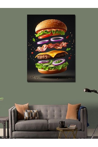 Kanvas Tablo Katmanlı Burger Lezzeti 70cmx100cm