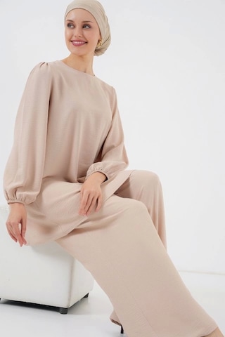 Defymoda Ayrobin Tunik Pantolon Alt Üst Takım 6712 - Krem Krem