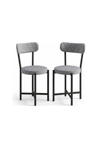 Sandalye 2 Adet Keten Kumaş Metal Ayak Modern Mutfak Sandalyesi Cafe Balkon Ofis Teddy 9812 Gri Altın