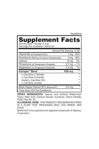 Evogen Carnigen L Carnitine Powder 50 Servis