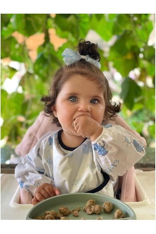 Mama Önlüğü Bebek Oyun Faaliyet Önlük Mavi Fil Desenli 1 - 4 Yaş Mavi