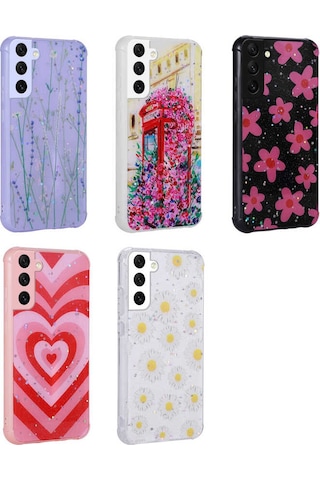 Zore Galaxy S21 Fe Uyumlu Simli Desenli Kamera Korumalı Parlak Msra Popy Kılıf-kalp Kalp