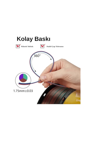 Kingroon 3 Renk Yeşil - Mor - Bakır Pla Silk Filament 1.75 Mm 1000gr