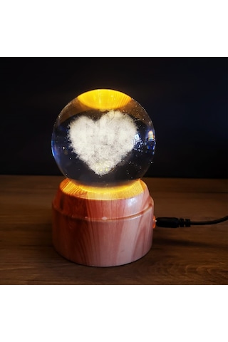 Kalp Tasarımlı Dönen Cam Küre