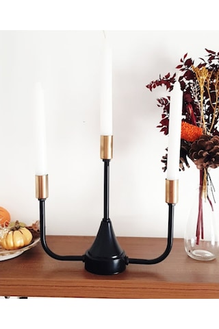 Üçlü Metal Şamdan Mumluk Eskitme