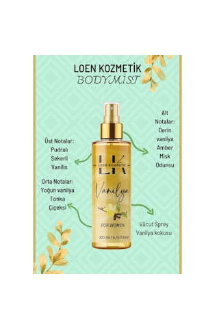 Loen Kozmetik Vanilla Vücut Spreyi 200 ML