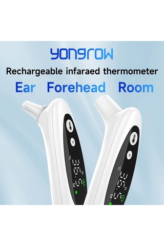 Yongrow Şarj Edilebilir Kulak Ve Alın Termometresi 3 Modlu Dijital Kızılötesi Termometre Yetişkin, Çocuk, Bebek İçin