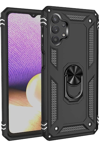 Smcase Samsung Galaxy Uyumlu A13 4G Kılıf Vega Yüzüklü Tank Kapak
