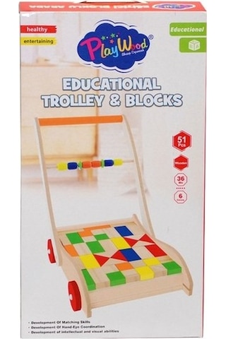 Playwood Ahşap Eğitici Bloklu Araba