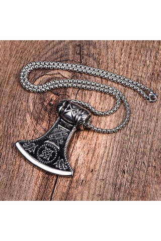 Chavin Vintage Nordic Viking Lun Un Balta Çelik Kolye Ep66