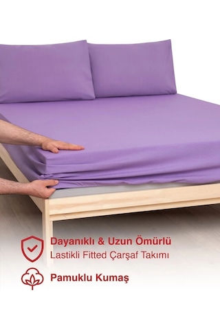 %100 Pamuklu Penye Kumaş Tek/çift Kişilik Lastikli Çarşaf Mor
