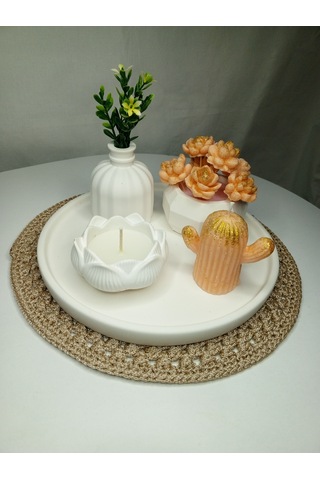 Turuncu Dekoratif Mum Seti