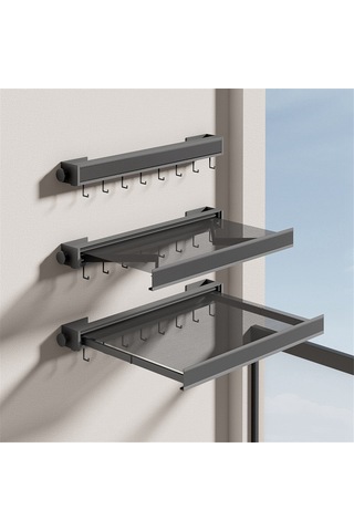 Xiaaokeji Geri Çekilebilir Görünmez Katlanır Çamaşır Kurutma Rafı,delmesiz,beyaz Beyaz