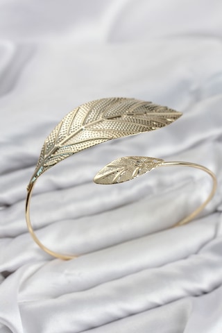 Pazu Bileklik Gold Renk Pirinç Yaprak Model Açık Mavi