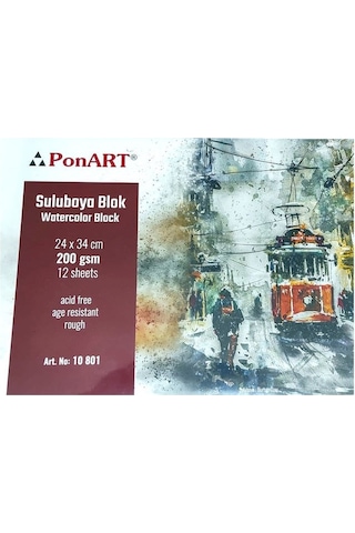 Ponart Suluboya Blok 200 Gr Rough 24x34 Cm 12 Yp