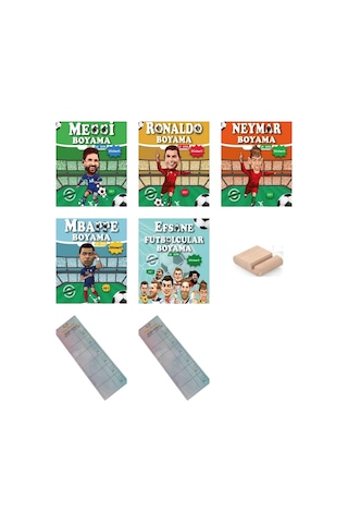 Efsane Futbolcular Boyama Kitabı Stickerlı-maskeli - Messi Ronaldo Neymar Mbappe + Telefon Standı