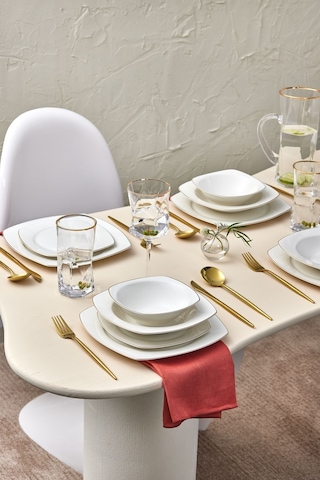 Karaca Square Bone Mane 24 Parça 6 Kişilik Yemek Takımı Gold