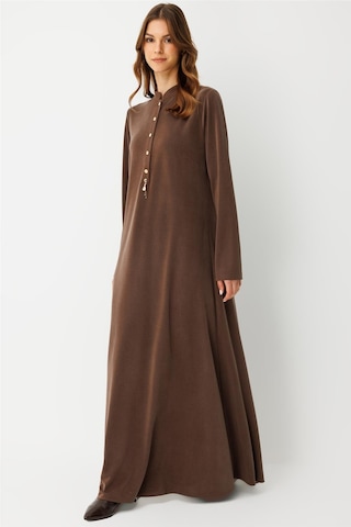 Oysh Kumaş Elbise Kahve Kahve