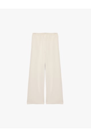 Koton Beli Lastikli Viskon Karışımlı Geniş Paça Pantolon Bej 7wkg40095ak Ekru