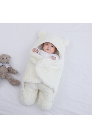 Eternal Luck Sonbahar ve Kış İçin Yenidoğan Kalınlaştırılmış Battaniye - Beyaz