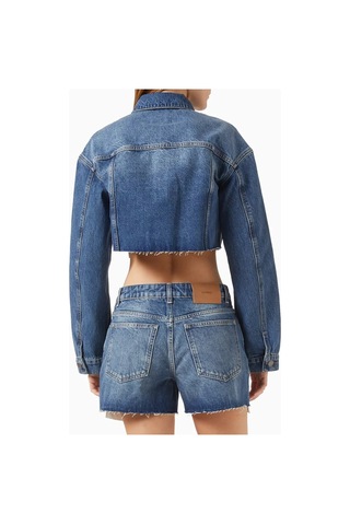 12storeez Cropped Denim Kadın Ceket, Ham Paça Ve 13.5oz Kumaşla Yazlık Şıklık Mavi