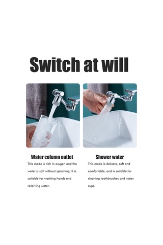 Qianfan 1080 Döner Lavabo Musluk Uzatıcı, Musluk Gümüş