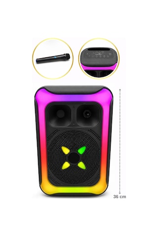 Torres Kts-2452 250w Karaoke Hoparlör Mikrofonlu Led Işıklı Bluetooth Taşınabilir Hoparlör - 7694813469371