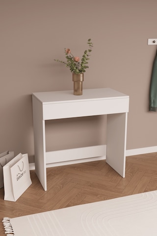 Df02114 Kapaklı Aynalı Bölmeli Makyaj Masası Beyaz