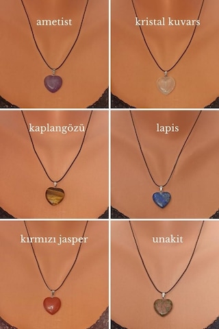 6 Adet Kolye Ucu Ametist, Lapis, Kuvars, Jasper, Unakit, Kaplangözü 615 Gümüş