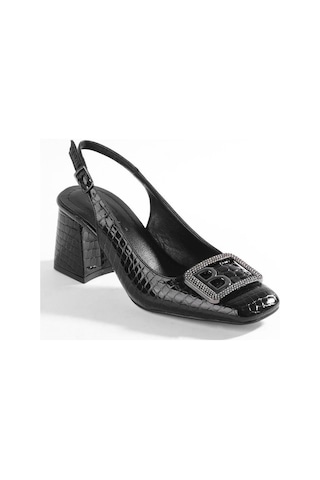Paris Shoes Paris Siyah Krok Desenli Topuklu Ayakkabı A6100-siyah Siyah