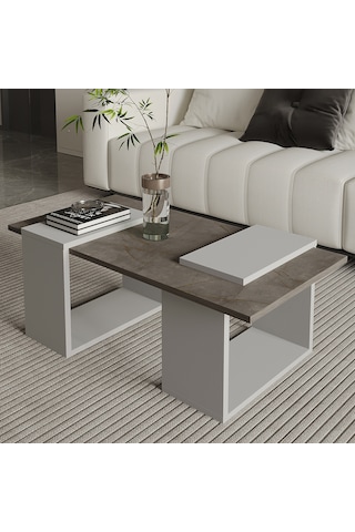 Matris Modern Orta Sehpa Geometrik Tasarım Ve Şık Detaylar Gordion Mermer/gri