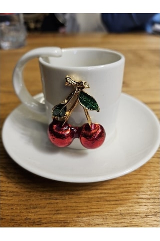 Kirazlı Kahve Fincanı Ve Kadeh Set