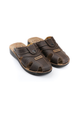 Gezer Yazlık Erkek Çıtçıtlı Ayarlanabilir Terlik-sandalet Kahve