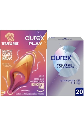 Durex Çoklu Erojen Bölge Uyarıcı + Yok Ötesi Ultra Kaygan İnce Prezervatif 20'li