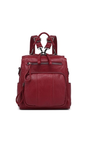 Yıkama Deri Sırt Askılı Kadın Çantası 21k Barcelona 1915 Bordo