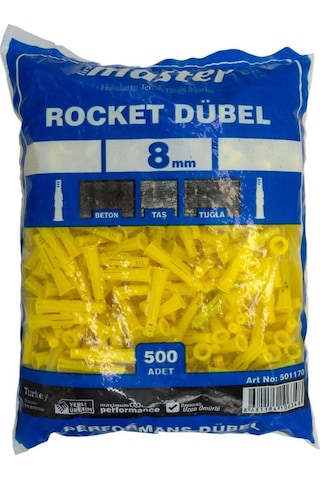 Master 501170 Performans Plastik Roket Dübel 8 Mm 500 Adet
