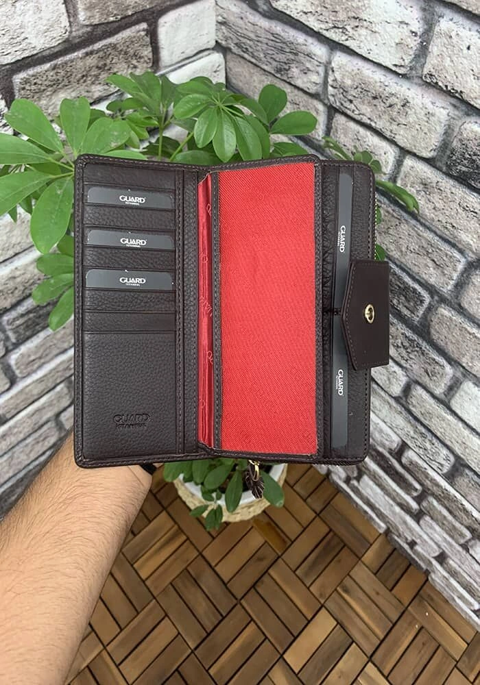 Guard Mat Kahverengi Fermuarlı Ve Deri Patlı El Portföyü Çok Renkli